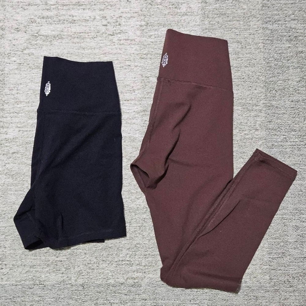 Fp Mvmt Bundle Black Bike Shorts and Brown Leggings